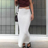 Beach See Through Waist White Knitted Pencil Skirt
