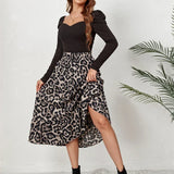 Waist Leopard Casual Boho Printed Long Skirt