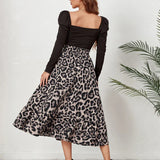 Waist Leopard Casual Boho Printed Long Skirt