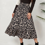 Waist Leopard Casual Boho Printed Long Skirt