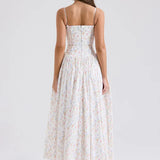 Slim Fit White Floral Summer Lace Maxi Dress
