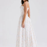 Slim Fit White Floral Summer Lace Maxi Dress