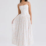 Slim Fit White Floral Summer Lace Maxi Dress