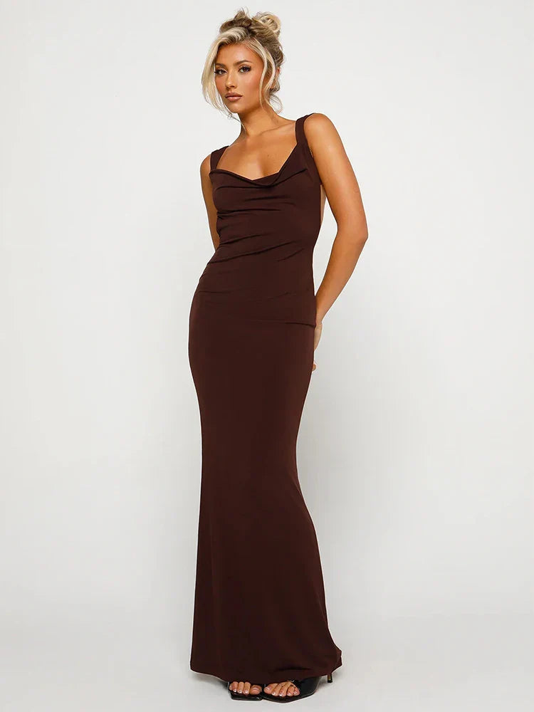 Sleeveless Backless Slim Fit Long Camisole Maxi Dress