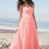 A-line Backless Nightclub Spaghetti Strap Summer Elegant Long Midi Dress