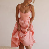 A-line Backless Nightclub Spaghetti Strap Summer Elegant Long Midi Dress