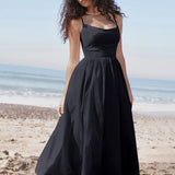 A-line Backless Nightclub Spaghetti Strap Summer Elegant Long Midi Dress