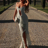 Slim Bodycon Long Spaghetti Strap Hollow Out Sexy Party Maxi Dress