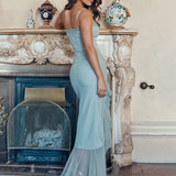 Slim Bodycon Long Spaghetti Strap Hollow Out Sexy Party Maxi Dress
