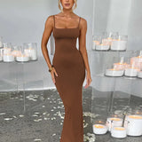 Elegant Mermaid Spaghetti Strap Long Summer Nightclub Slim Bodycon Sexy Party Maxi Dress