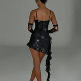 Ribbon Slim Bodycon Spaghetti Strap Summer Backless Nightclub Sexy Party Mini Dress