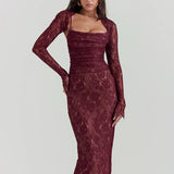 Bandage Bodycon Lace Spaghetti Strap Autumn Winter Nightclub Sexy Midi Dress