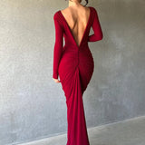Deep V Neck Mermaid Slim Bodycon Nightclub Sexy Autumn Winter Long Maxi Dress