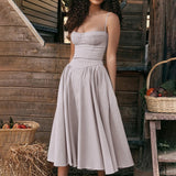 A-line Spaghetti Strapless Summer Backless Nightclub Sexy Long Midi Dress