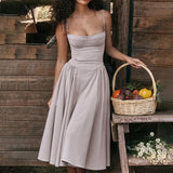 A-line Spaghetti Strapless Summer Backless Nightclub Sexy Long Midi Dress