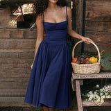 A-line Spaghetti Strapless Summer Backless Nightclub Sexy Long Midi Dress