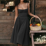 A-line Spaghetti Strapless Summer Backless Nightclub Sexy Long Midi Dress