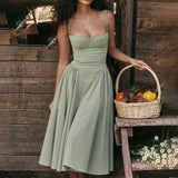 A-line Spaghetti Strapless Summer Backless Nightclub Sexy Long Midi Dress