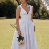 A-line Long Spring Summer Deep V Neck Backless Nightclub Sexy Midi Dress