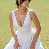 A-line Long Spring Summer Deep V Neck Backless Nightclub Sexy Midi Dress