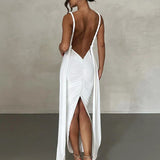 Long Deep V Neck Slim Bandage Bodycon Backless Nightclub Sexy Party Maxi Dress