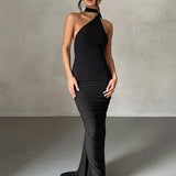 Long One Shoulder Slim Bodycon Backless Nightclub Sexy Summer Maxi Dress