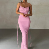 Long Spaghetti Strap Slim Bodycon Backless Nightclub Sexy Summer Maxi Dress
