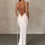 Long Spaghetti Strap Slim Bodycon Backless Nightclub Sexy Summer Maxi Dress