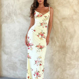 Long Spaghetti Strap Slim Bodycon Backless Nightclub Sexy Summer Maxi Dress