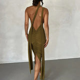 Deep V Neck Summer Slim Bandage Bodycon Backless Sexy Midi Dress