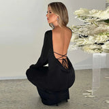 Long Slim Bodycon Temperament Backless Nightclub Sexy Autumn Winter Maxi Dress