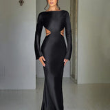 Long Slim Bodycon Backless Nightclub Sexy Autumn Winter Maxi Dress