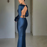 Long Slim Bodycon Backless Nightclub Sexy Autumn Winter Maxi Dress