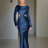 Long Slim Bodycon Backless Nightclub Sexy Autumn Winter Maxi Dress