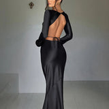 Long Slim Bodycon Backless Nightclub Sexy Autumn Winter Maxi Dress