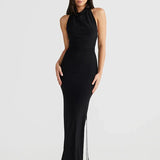 Long Halter Backless Nightclub Slim Bodycon Sexy Spring Summer Maxi Dress