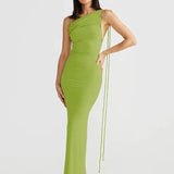 Long Halter Backless Nightclub Slim Bodycon Sexy Spring Summer Maxi Dress