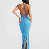 Long Halter Backless Nightclub Slim Bodycon Sexy Spring Summer Maxi Dress