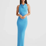 Long Halter Backless Nightclub Slim Bodycon Sexy Spring Summer Maxi Dress