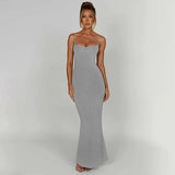 Long Spaghetti Strap Backless Slim Bodycon Sexy Summer Maxi Dress