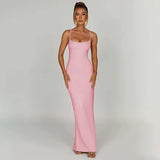 Long Spaghetti Strap Backless Slim Bodycon Sexy Summer Maxi Dress