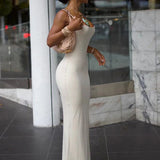 Long Spaghetti Strap Backless Slim Bodycon Sexy Summer Maxi Dress