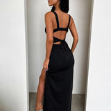 Long Spaghetti Strap High Split Backless Sexy Spring Summer Maxi Dress