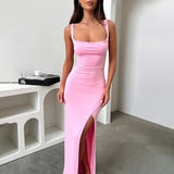 Long Spaghetti Strap High Split Backless Sexy Spring Summer Maxi Dress