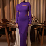 Long Slim Bodycon Hollow Out Nightclub Sexy Autumn Winter Maxi Dress