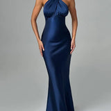 Long Slim Bodycon Halter Backless Nightclub Sexy Party Maxi Dress