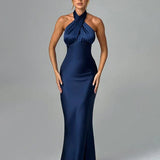 Long Slim Bodycon Halter Backless Nightclub Sexy Party Maxi Dress