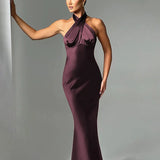 Long Slim Bodycon Halter Backless Nightclub Sexy Party Maxi Dress
