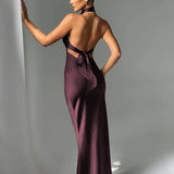 Long Slim Bodycon Halter Backless Nightclub Sexy Party Maxi Dress
