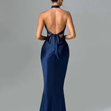 Long Slim Bodycon Halter Backless Nightclub Sexy Party Maxi Dress